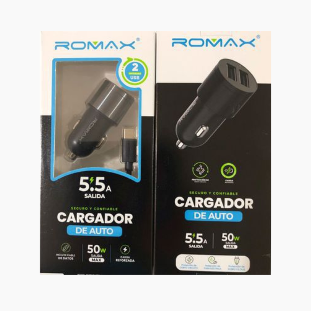 CARGADOR DE AUTO V8 ROMAX