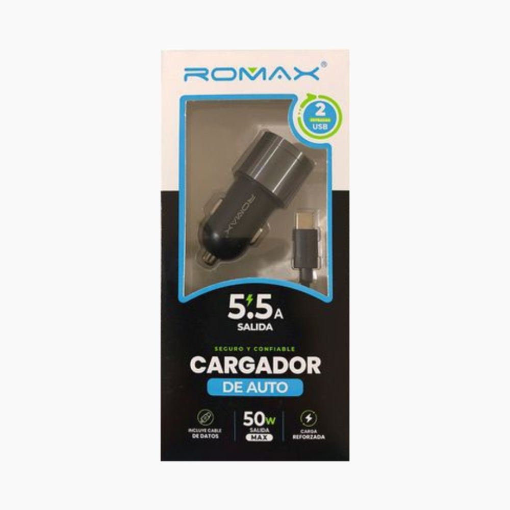 CARGADOR DE AUTO V8 ROMAX