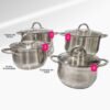 JUEGO DE OLLAS 8 PCS ACERO INOXIDABLE