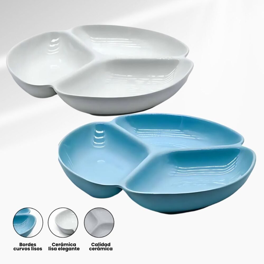6 PLATO CON 3 DIVISION DE 23.5*4CM DE CERAMICA