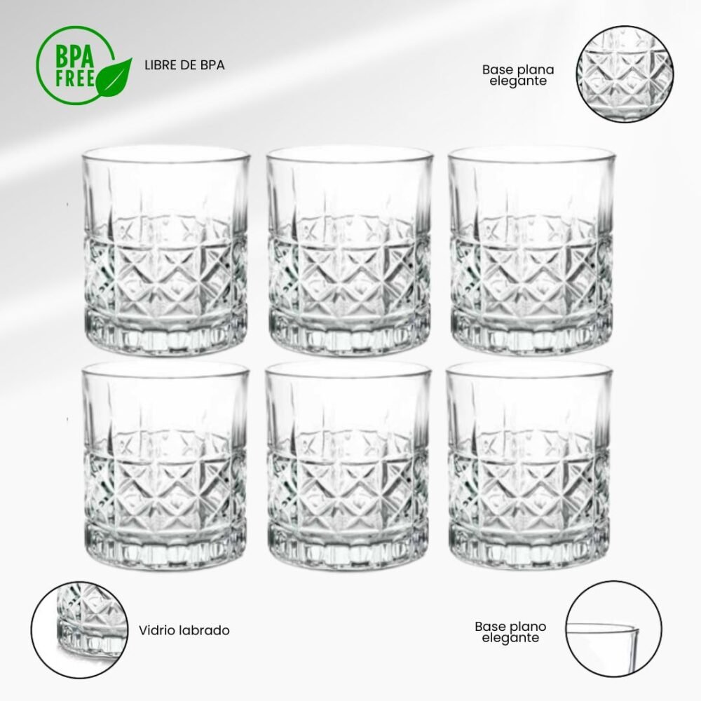 SET DE 6 WISKEROS DE 320 ML